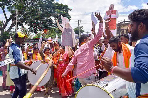 BJP workers celebrate in Chikkamagaluru